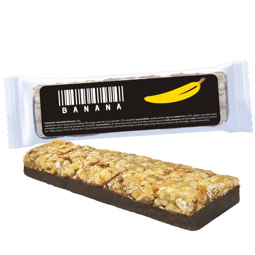 Müsliriegel Schoko-Banane, 25g, Express Flowpack mit Etikett