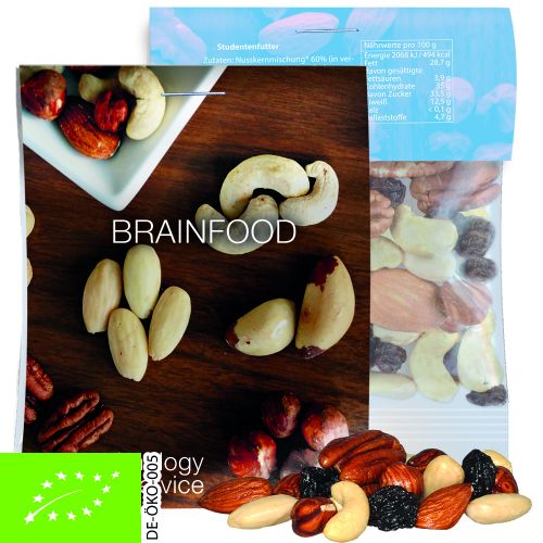 Bio Studentenfutter, ca. 15g, Express Midi-Tüte mit Werbereiter