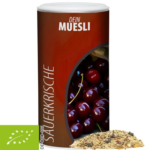 Bio Müsli Sauerkirsche, ca. 150g, Pappdose Medium