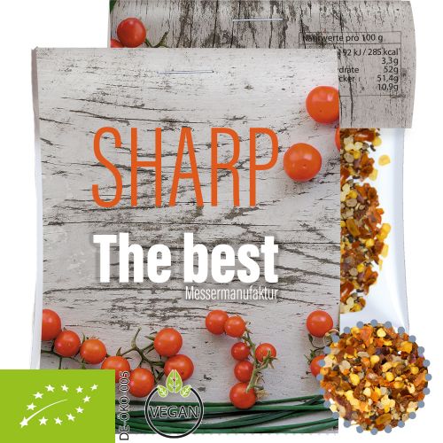 Bio Gewürzmischung Feuer und Flamme, ca. 10g, Express Midi-Tüte mit Werbereiter