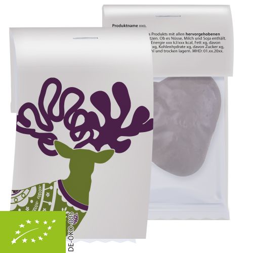 Bio Lebkuchen Schokoherzen gefüllt, ca. 12g, Express Flowpack mit Werbereiter