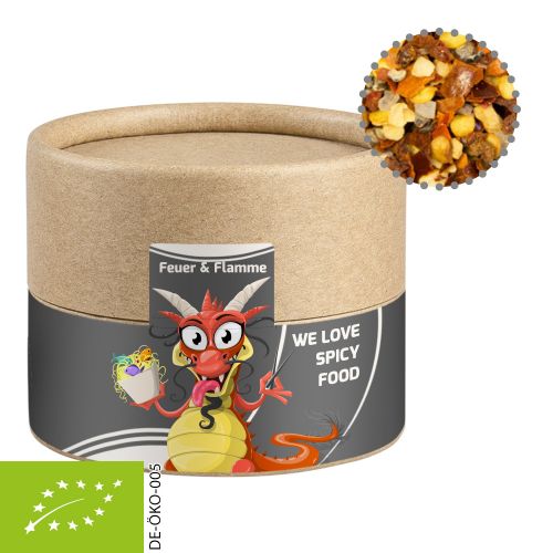 Bio Gewürzmischung Feuer und Flamme, ca. 40g, Biologisch abbaubare Eco Pappdose Mini