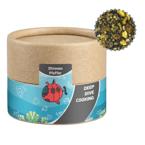 Gewürzmischung Zitronen-Pfeffer, ca. 40g, Biologisch abbaubare Eco Pappdose Mini