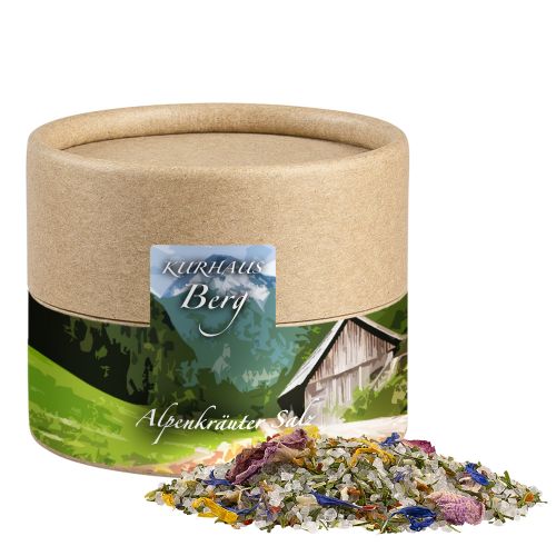 Alpenkräuter Salz, ca. 50g, Biologisch abbaubare Eco Pappdose Mini