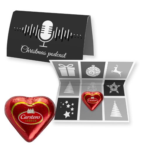 Lübecker Marzipanherzen, ca. 12g, Werbekarte gefaltet